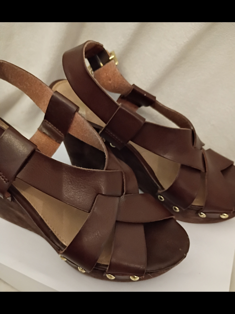 Fergalicious Dark Brown Strappy Wedge Sandals